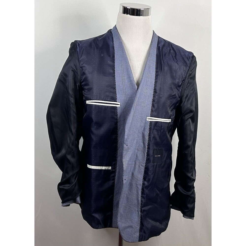 Tommy Hilfiger 44R Sport Coat Blue Glen Plaid 100% Cotton Two Button Vented - Picture 7 of 8